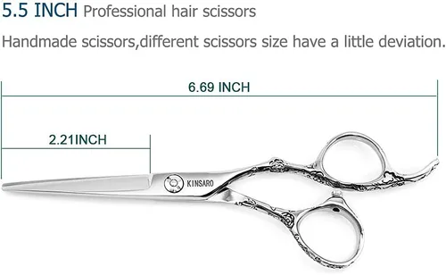 Vista 3 de Tijeras de corte de cabello 5.5 pulgadas Tijeras de corte de pelo profesionales Tijeras de peluquería afiladas 440C Tijeras de peluquería con mango