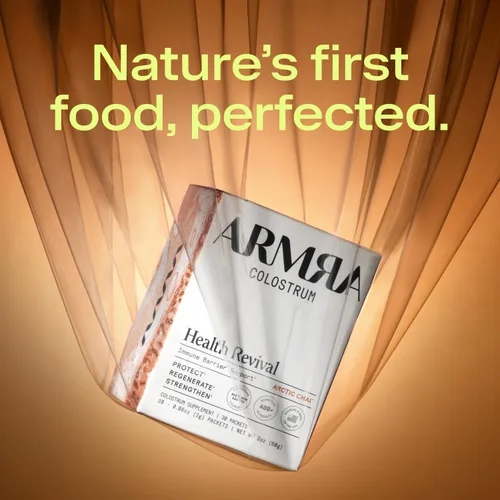 Vista 4 de ARMRA Polvo de calostro Arctic Chai Salud intestinal e hinchazón Piel y cabello Inmunidad Keto, gluten y sin grasa 30 porciones