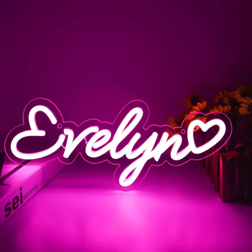 Vista 22 de Letrero de neón con el nombre Brianna para decoración de pared, luz de neón LED con el nombre Brianna para dormitorio de niños, decoración de fiesta
