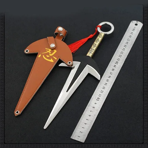 Vista 4 de QIDUDZ Namikaze Minato Kunai Yondaime, modelo de arma de 11.81 pulgadas, figura de acción de juguete de espada de metal ninja para regalo de niños