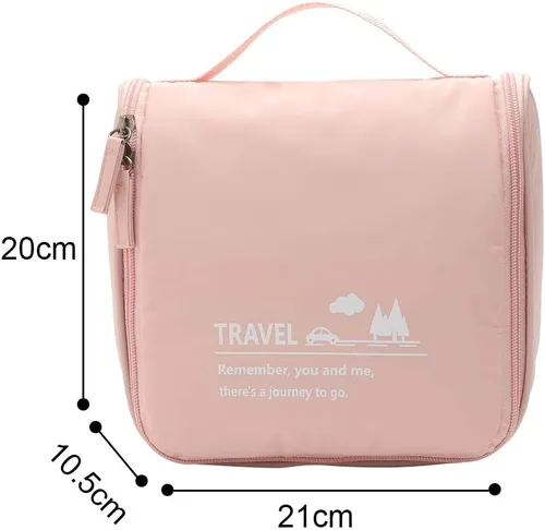 Vista 2 de Bolsa de maquillaje de viaje, bolsa organizadora de artículos de tocador colgante ligera con gancho para cosméticos 2019 (rosa)