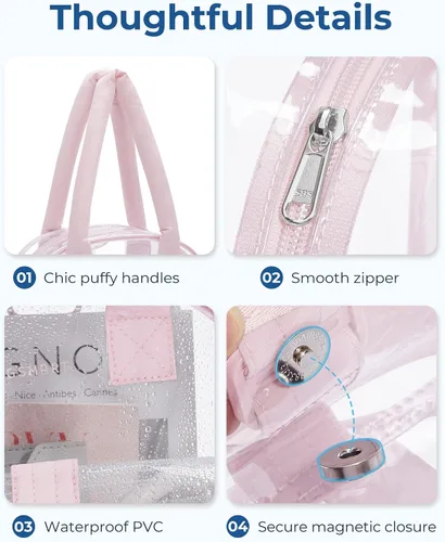 Vista 4 de BAGSMART Bolso Transparente para Eventos en Estadios 12 x 6 x 12, Bolso Bandolera Transparente para Mujeres para Viajes, Festival