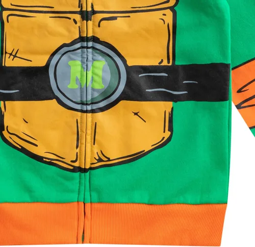 Vista 5 de Nickelodeon Teenage Mutant Ninja Turtles Michelangelo - Sudadera con capucha para niños grandes Verde