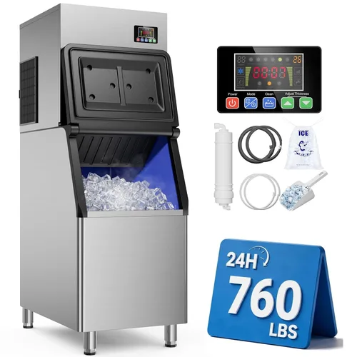 Vista 9 de Commercial Ice Maker, 700Lbs/24H with 500LBS Storage Bin Silver