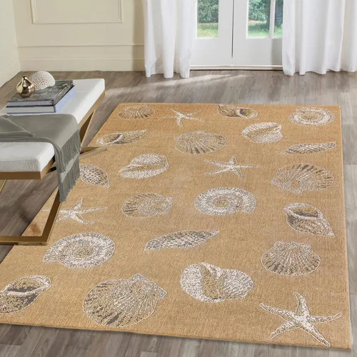 Vista 104 de Liora Manne Marina - Alfombra de área duradera de mezcla sintética tejida a máquina para interiores/exteriores - Gráfico contemporáneo océano global