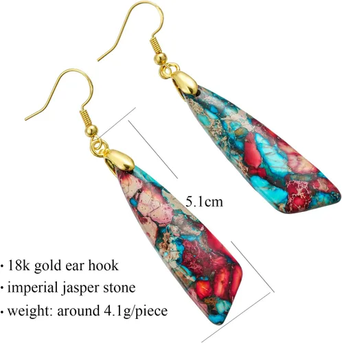Vista 6 de Aretes de piedra natural para mujer, con piedras curativas, hipoalergénicas, ligeros, colgantes de múltiples estilos, joyería para regalo de fiesta