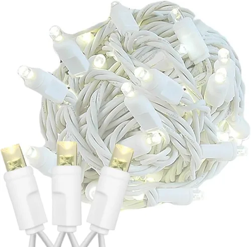 Vista 8 de Novelty Lights Guirnalda de luces de Navidad de 25 pies, 50 bombillas LED rosas en cable blanco, espacio de 6 pulgadas, iluminación conectable