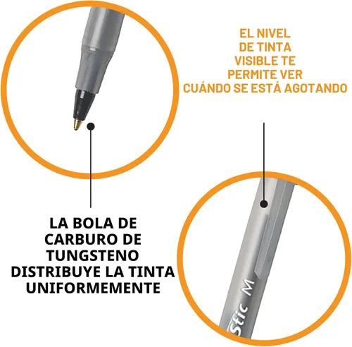 Vista 5 de BIC Round Stic Xtra Life - Bolígrafos negros de punta media (1.0mm), paquete de 10 bolígrafos de granel, barril redondo y flexible para escribir