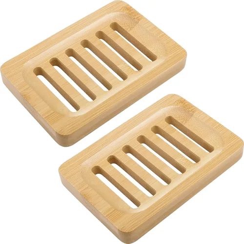 Vista 5 de Anwenk Jabonera de madera para jabón, bandeja de jabón para baño, ducha, escurridor rectangular para fregadero, manualidades a mano para jabón