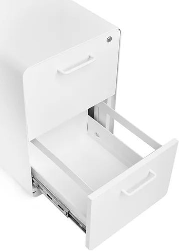 Vista 2 de Poppin Stow gabinete de archivos de 2 cajones rodantes, Blanco