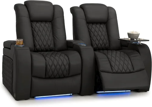 Vista 110 de Seatcraft Asiento de cine en casa Diamante Marrón Reclinable Individual