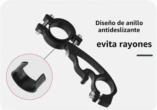 Vista 4 de XNX Extensión extensora de manillar doble de bicicleta de aleación de aluminio, accesorios de soporte de bicicleta súper largo, para soportes