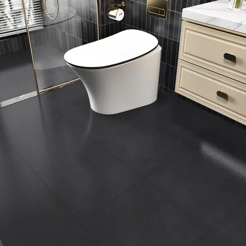 Vista 2 de Azulejos de vinilo autoadhesivos de mármol negro para baño, azulejos de vinilo autoadhesivos para despegar y pegar, azulejos de azulejos extraíbles