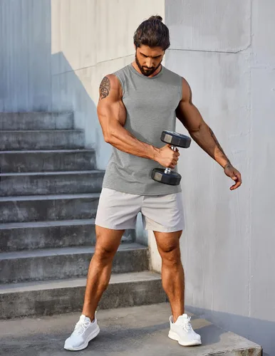 Vista 4 de COOFANDY Camisetas sin mangas para hombre, paquete de 3 camisetas sin mangas para entrenamiento, gimnasio, culturismo, fitness, paquete de 3