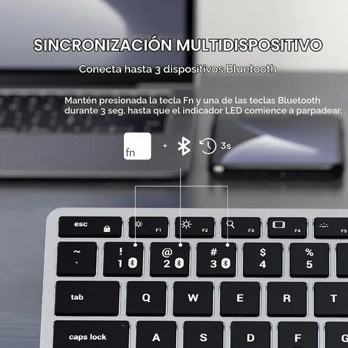 Vista 2 de Satechi Slim X1 Teclado retroiluminado Bluetooth para Mac, teclas iluminadas y sincronización multidispositivo, para MacBook Air/Pro M5/M4, iPad