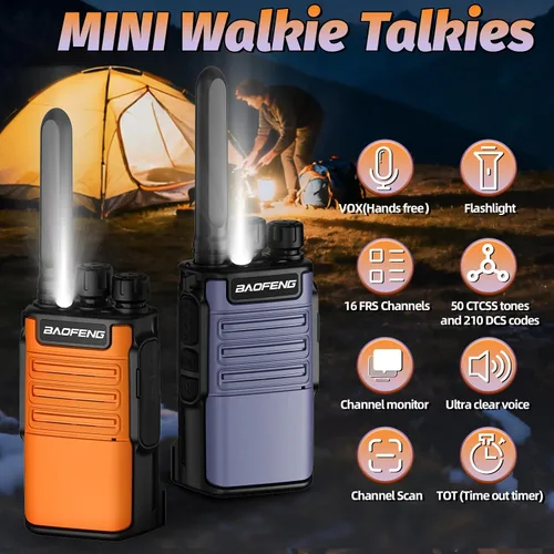 Vista 2 de Walkie Talkies de largo alcance para adultos con auriculares recargables Waki Taki Naranja