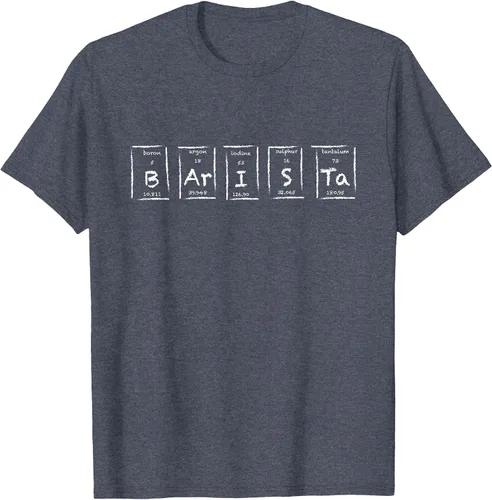 Vista 42 de Barista Espresso Latte Cappuccino Coffee Periodic Table T-Shirt Asphalt Grey