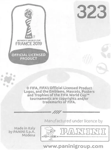 Vista 2 de 2019 Panini FIFA Women's World Cup France Album Stickers (Individual Sticker Only) Soccer #323 Moeno Sakaguchi Japan 2 Inch by 2 1/2 Inch