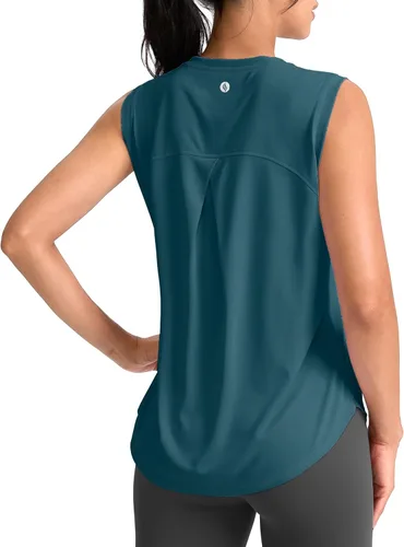 Vista 18 de SANTINY Camiseta sin mangas de entrenamiento para mujer, camiseta atlética Negro