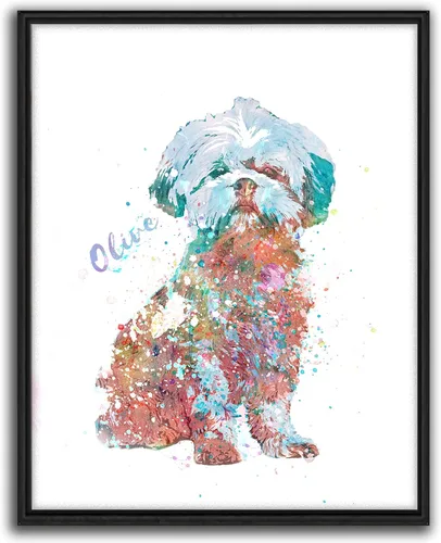Vista 29 de Personal-Prints Regalo de arte personalizado para pared de perro, impresión artística moderna personalizada única de estilo acuarela La raza