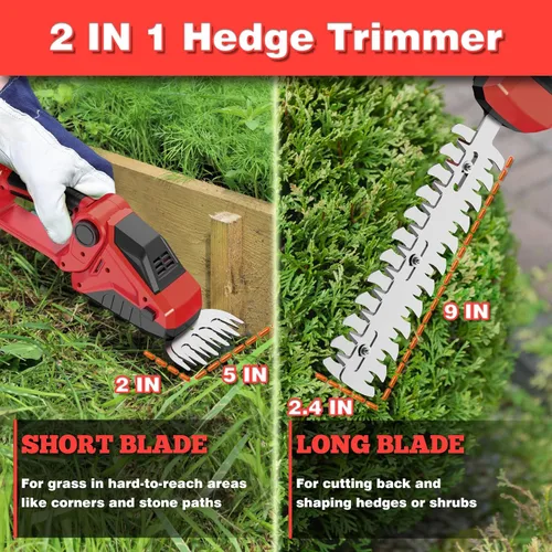 Vista 7 de Cortasetos inalámbrico para batería Milwaukee M18 (sin batería), mini tijeras de césped inalámbricas de 2200 RPM, cortasetos eléctrico de mano 2