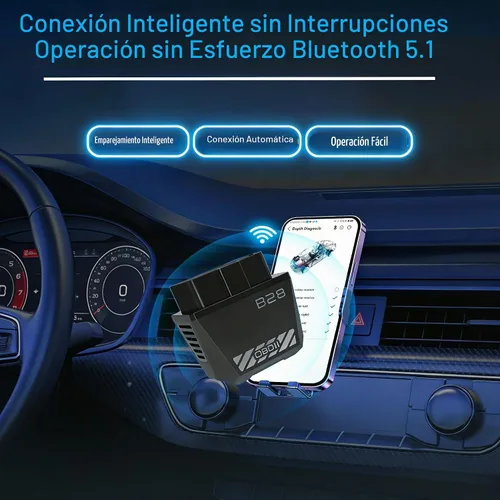 Vista 6 de Escáner inalámbrico Bluetooth OBD2, lector de código automático con reinicio de luz del motor de verificación, datos en vivo y preparación I/M