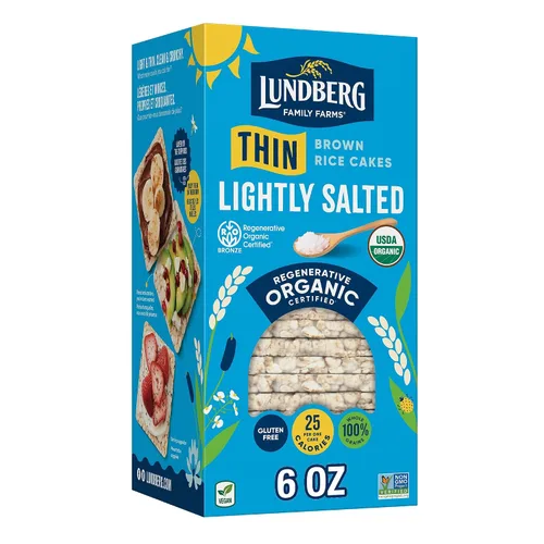 Vista 10 de Lundberg Apiladores finos orgánicos, arroz rojo y quinua, sin sal, pasteles de arroz finos multigrano, sin gluten, veganos, bocadillos saludables, 6