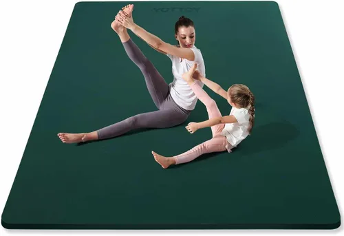 Vista 8 de YOTTOY Tapete de yoga grande (75 x 52 x 1/2 pulgadas), tapete de ejercicio TPE extra ancho, tapete de entrenamiento antideslizante para pilates