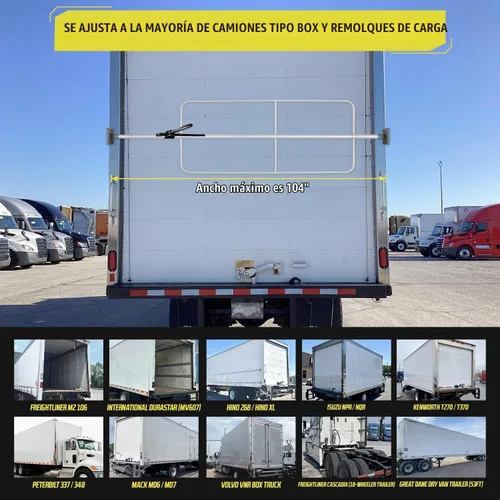 Vista 2 de DC Cargo - Barra de bloqueo de carga de acero de 89 a 104 pulgadas de largo para sujeción de carga de flete con juegos de aros soldados