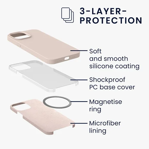 Vista 2 de kwmobile Funda de silicona TPU compatible con Apple iPhone 13 Pro Max, funda magnética, compatible con MagSafe, color rosa polvoriento