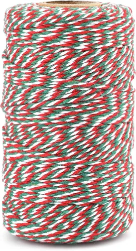 Vista 14 de jijAcraft Cordel de Hilo Blanco y Negro, 328 Pies de Cordel de Panaderos de Navidad, Cuerda de Empaque Resistente de 2MM para Manualidades DIY