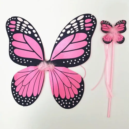 Vista 2 de Danballto Disfraz de mariposa de alas de hadas para niñas pequeñas