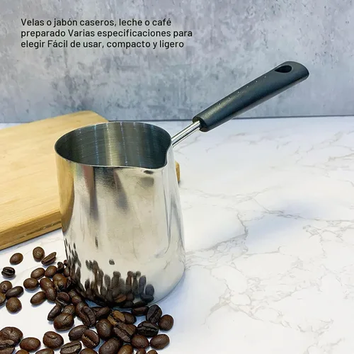 Vista 7 de Classics - Cafetera turca de 12 onzas / 11.8 fl oz de acero inoxidable para espuma de leche, jarra de café de mango largo, jarra toroide, calentador
