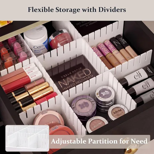 Vista 5 de Makeup Organizer Cart, Rolling Floor Skincare Organizer and Storage with 2 Wooden Drawers, Cosmetics Display Cases Holder for Skin Care Perfume Hair