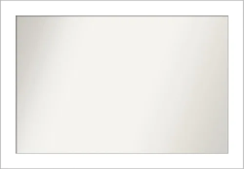 Vista 184 de Amanti Art Espejo de baño blanco para sobre el fregadero, 24 x 26 pulgadas, espejo rectangular blanco y blanco, marco de madera contemporáneo