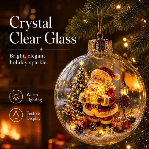 Vista 4 de Glowing Christmas Story Ornament – Resin Light Up Ball for Tree (A)