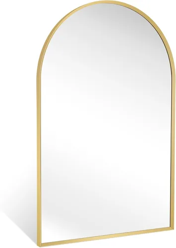 Vista 28 de Espejo arqueado negro de 16" x 20", espejo de pared para baño con arco, espejo de tocador de baño con marco de metal y parte superior arqueada
