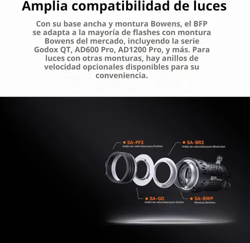 Vista 9 de Godox Accesorio de proyección de flash BFP para Bowens Mount Flash Speedlite