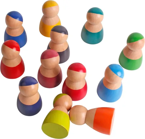 Vista 2 de Dinhon Muñecas de madera Rainbow Friends y figuras de juego para niños pequeños