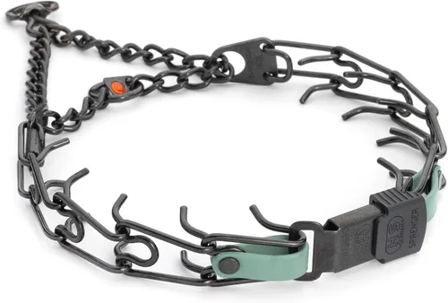 Vista 34 de Collar para Perro Herm Sprenger de Acero Inoxidable Negro con Hebilla de Liberación Rápida ClicLock y Inserción de Biothane Collar de Entrenamiento