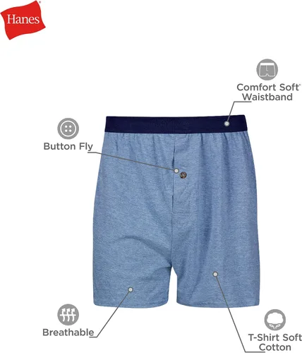 Vista 4 de Hanes Men's Underwear Boxers Pack, 5 Pairs, Cool, & Breathable Cotton Boxers for Men, Moisture-Wicking Underwear