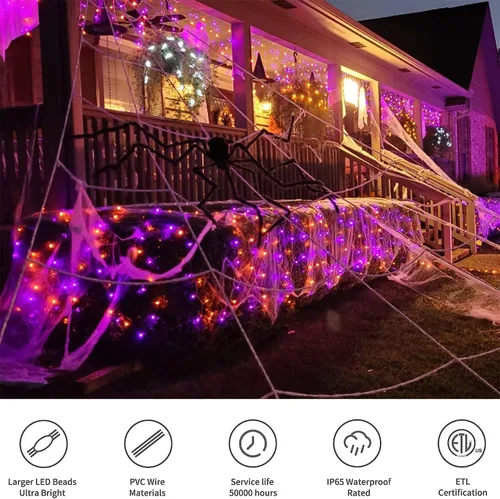 Vista 3 de LJLNION 1000 luces LED de Halloween, 328 pies de largo, guirnalda de luces de hadas para exteriores, impermeable, IP65, luces de alambre de cobre