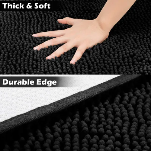 Vista 5 de Alfombra de baño antideslizante de felpilla de microfibra suave con absorción de agua, lavable a máquina.