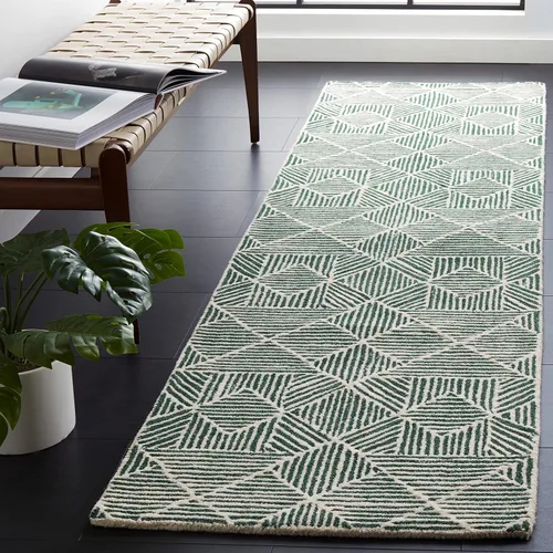 Vista 19 de SAFAVIEH Abstract Collection - Alfombra decorativa, 2 x 3 pies, azul y marfil, lana hecha a mano, ideal para zonas de alto tráfico en entrada, sala