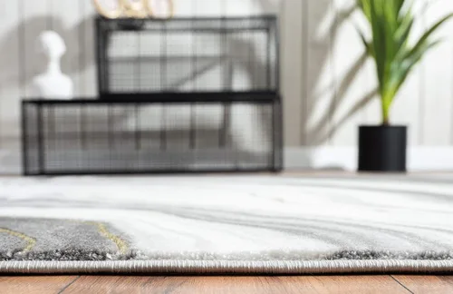 Vista 6 de Abani Rugs - Alfombra contemporánea granito gris y dorado de 4 x 6 pies, diseño de remolino de mármol, alfombra de comedor que no desprende pelusa