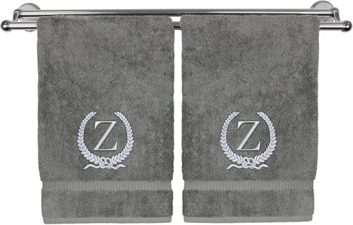 Vista 36 de Toalla de mano con monograma, regalo personalizado, 16 x 30 pulgadas, letra blanca bordada con diseño de corona en toalla negra, extra absorbente