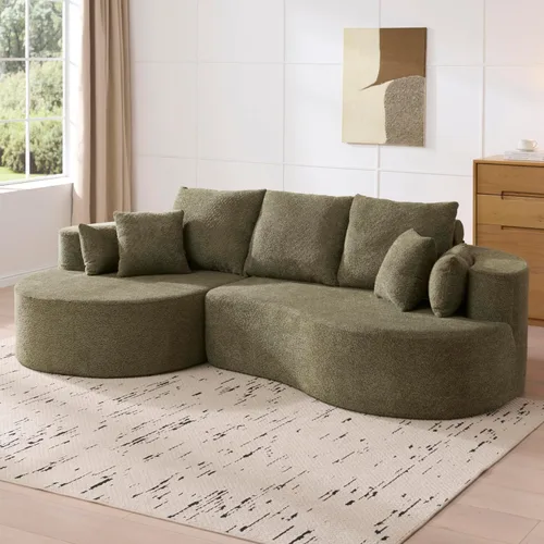 Vista 26 de Sofá Seccional Curvo de 106 pulgadas Sofá de Esponja con Chaise Lounge para Sala de Estar, Sofá Seccional Moderno en Forma de L, Sin Estructura
