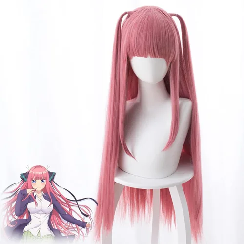 Vista 2 de Uearlid Nakano Nino Cosplay Wigs Anime The Quintessential Quintuplets 80cm long straight Heat Resistant Hair Perucas Costume Wigs Party Coser Wig