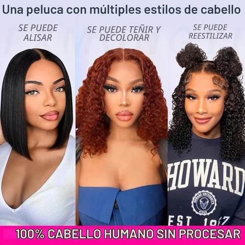 Vista 7 de AISI Cyrly - Peluca de cabello humano estilo Bob de 1800 % de densidad, sin pegamento, con cierre de encaje HD de 5 x 5, pelucas rizadas de cabello
