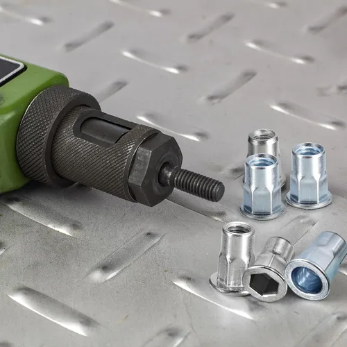 Vista 5 de uxcell M3 Tuercas de remache con cuerpo hexagonal, 60 unidades de acero inoxidable 304 con cabeza plana y rosca interna